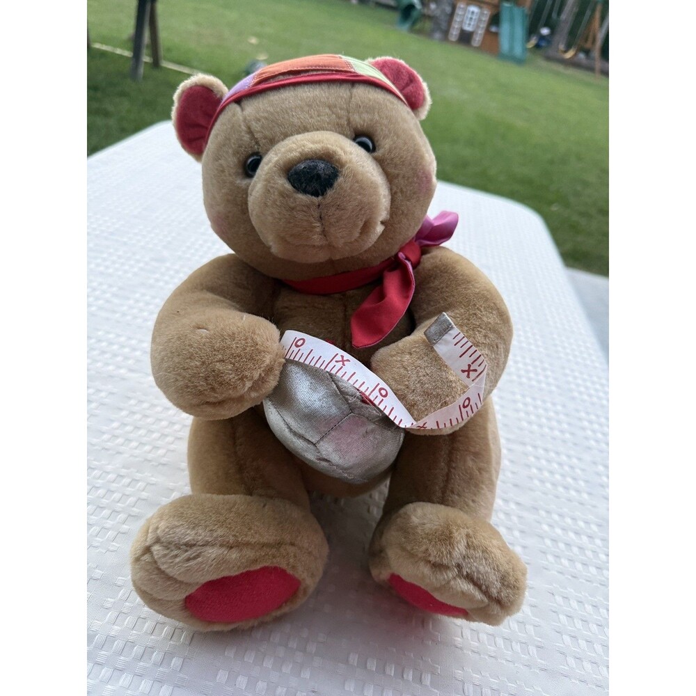 Hallmark Teddy Bear Valentines Plush Tape Measure Backwards Hat